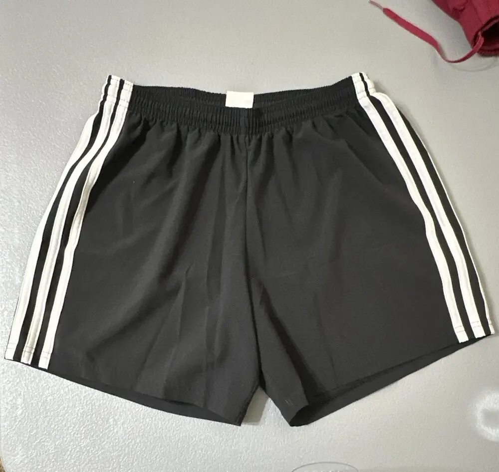 adidas Climalite Men's Black Athletic Shorts White 3-Stripes Size S